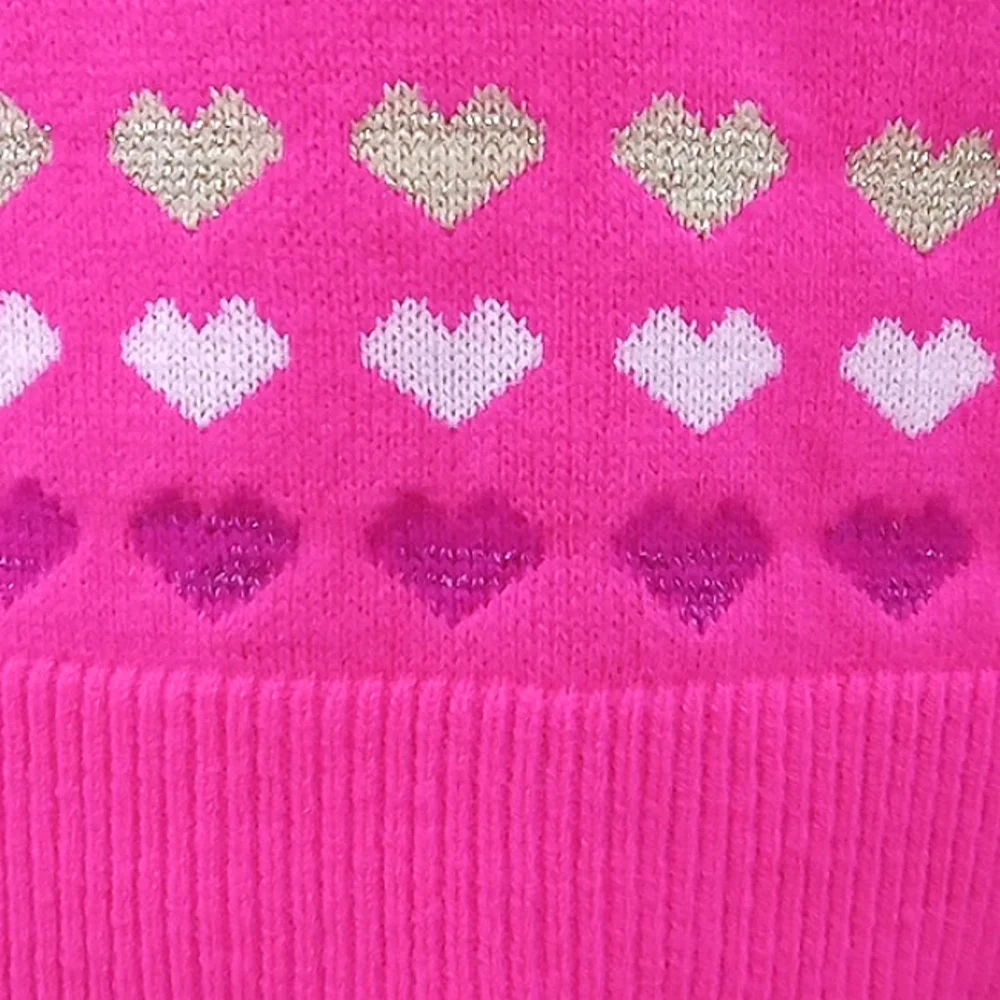 Lilly Pulitzer Alyona Sweater Pink Grenadine Heart Knit Crewneck Balloon Sleeve